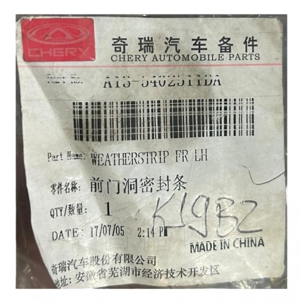Borracha Porta Chery Celer Dianteira Esquerda Motorista Orig