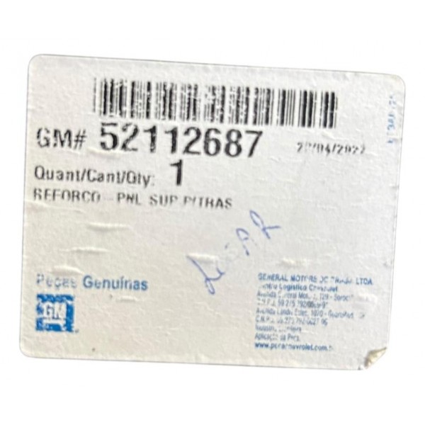 Reforço Painel Esquerda Chevrolet Onix Ltz 2018 Traseiro Preto