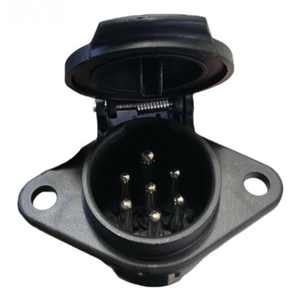 Tomada Elétrica Para Engate Redonda 7 Polos Completa Nylon