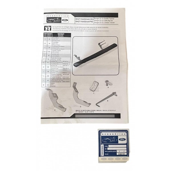 Kit Estribo Tubular Oval Ranger 2012 Cabine Simples Original Preto