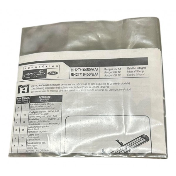 Estribo Lateral Ford Ranger 2013 A 2024 Original Cromado Preto Branco
