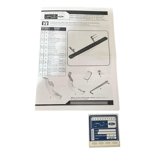 Kit Estribo Tubular Oval Ford Ranger Cabine Simples 2012 Cromado