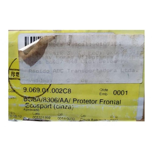 Protetor Parachoque Ford Ecosport Freestyle 2008 Dianteiro