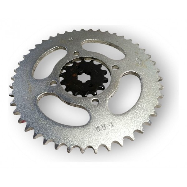 Kit Coroa 45d Pinhão 14d Ybr 125 Factor 125 Original Yamaha Prateado