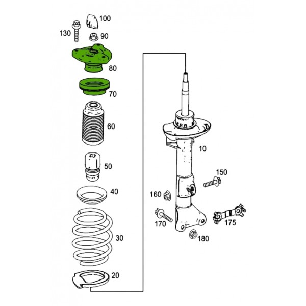 Par Coxim Amortecedor Mercedes C180 C200 2011 2012 Dianteiro