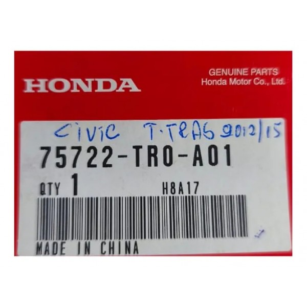 Emblema Honda Civic 2012 A 2016 Tampa Traseira Cromado