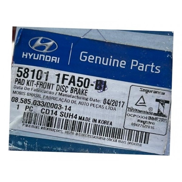 Jogo Pastilha Freio Hyundai Tucson Dianteiro 2006 A 2016