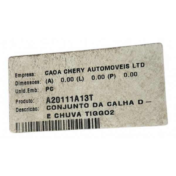 Jogo Calha De Chuva Chery Tiggo 2 A20111a13t Original Preto