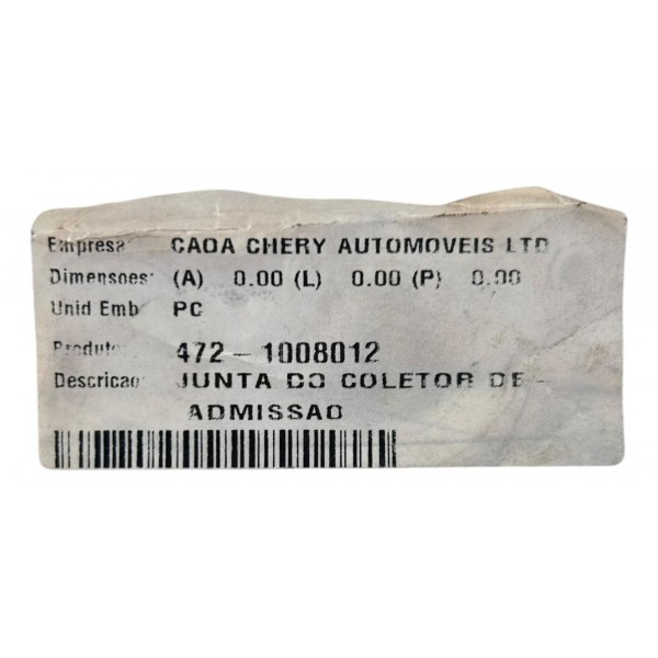 Junta Coletor Admissao Chery Qq 2011/13 Original 4721008012