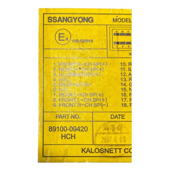 Radio Som Cd Ssangyong Kyron 2.7 2009 Original 8910009420