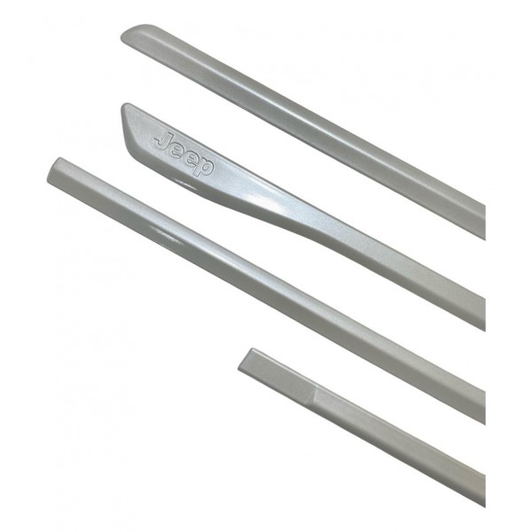 Jogo Friso Lateral Pintado Compass Logo Jeep Branco Polar