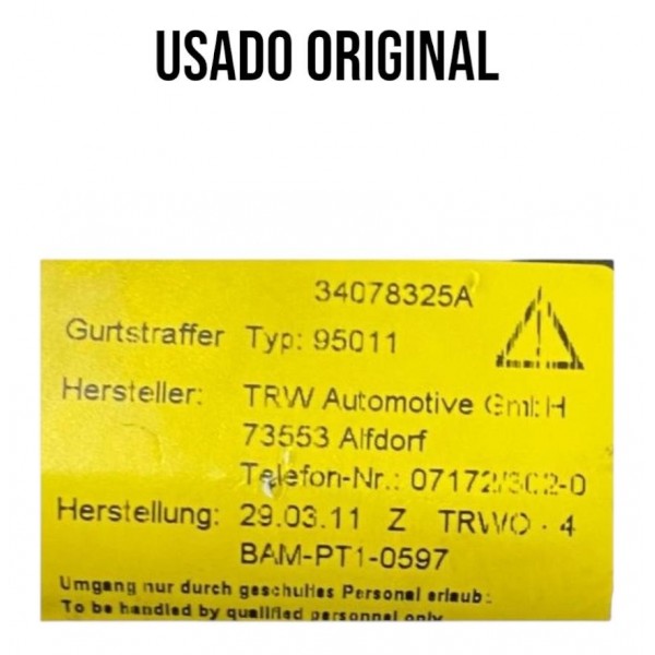 Cinto Segurança Com Air Bag Volvo S60 T5 Traseiro Direito