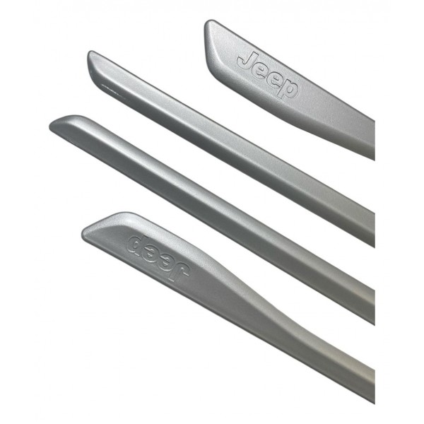 Jogo Friso Lateral Pintado Compass Logo Jeep Prata Melfi Prateado