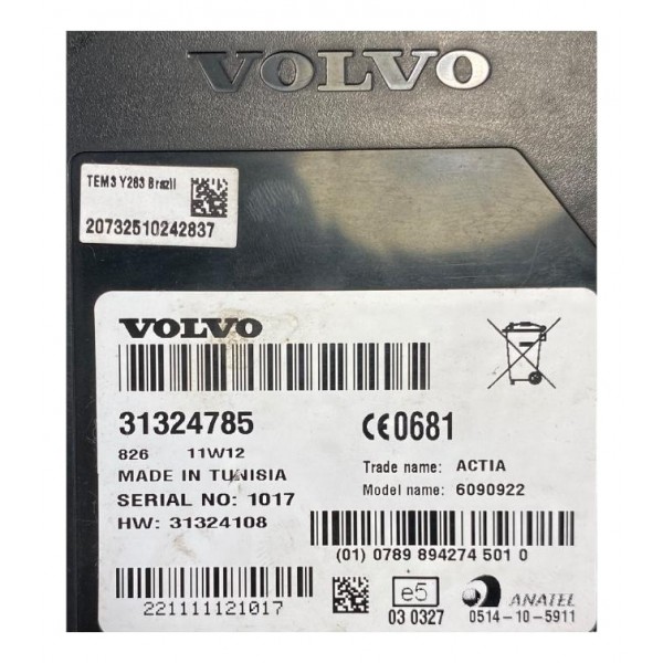 Módulo Multimídia Volvo S60 T5 2.0 2011 Original 31324785
