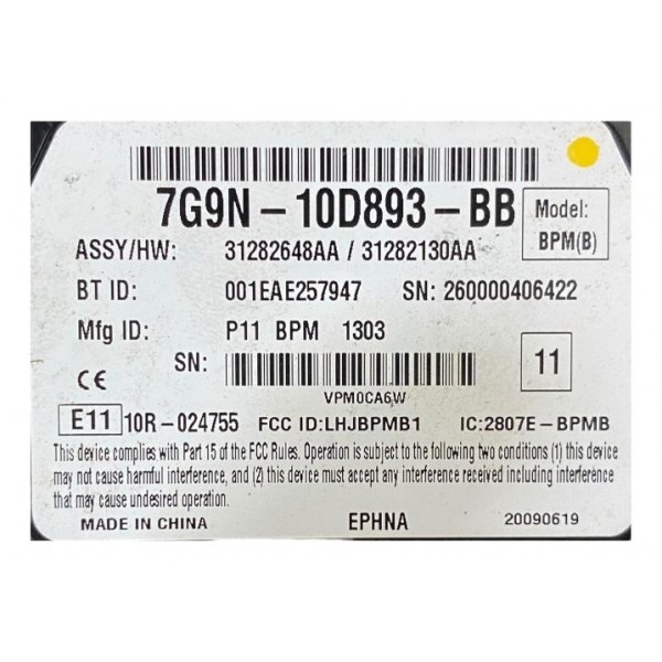 Módulo Central Bluetooth Volvo Xc60 T6 3.0 2010 7g9n10d893bb