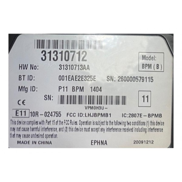 Modulo Bluetooth Volvo Xc60 2010 T6 31310712 Original