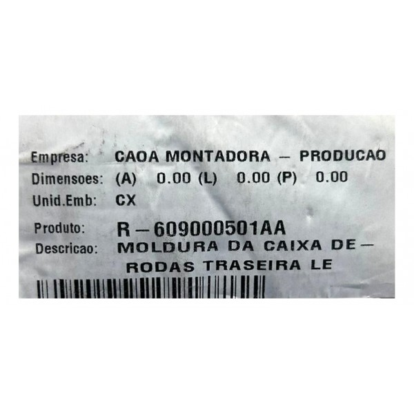 Moldura Aplique Paralama Tiggo 7 Traseiro Esquerdo 2022 2025 Cinza-escuro
