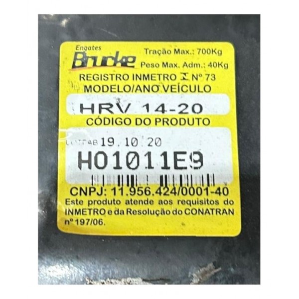 Engate Reboque Ponteira Fixo Tração Honda Hrv 2022 2023