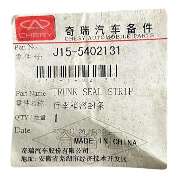 Borracha Guarnição Tampa Traseira Chery Celer 2013 Original